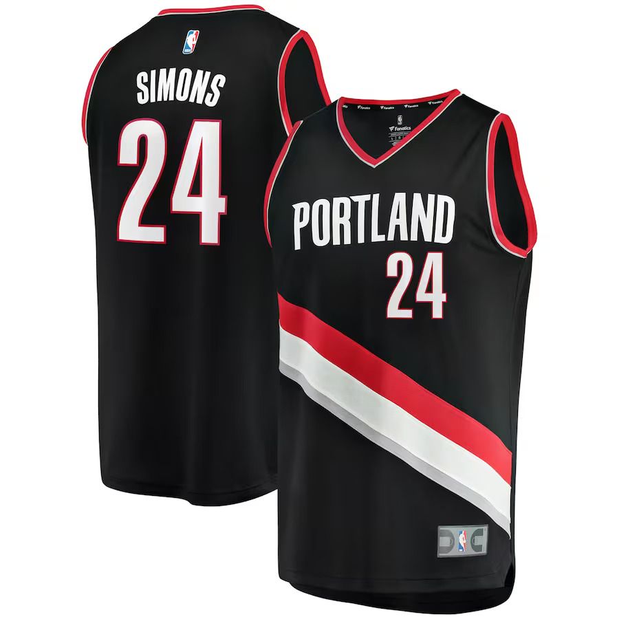 Men Portland Trail Blazers #24 Anfernee Simons Fanatics Branded Black Fast Break Replica NBA Jersey->portland trail blazers->NBA Jersey